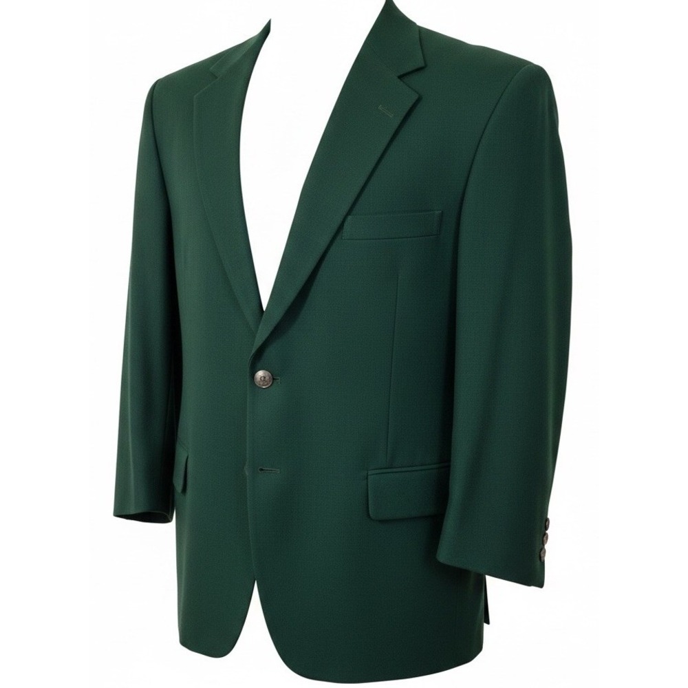 Vintage Hardwick Wool Blend Green Blazer Sz 48S Gold Buttons Sport Coat Jacket